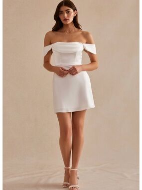 Birdy Grey White Off-Shoulder Maria Dress